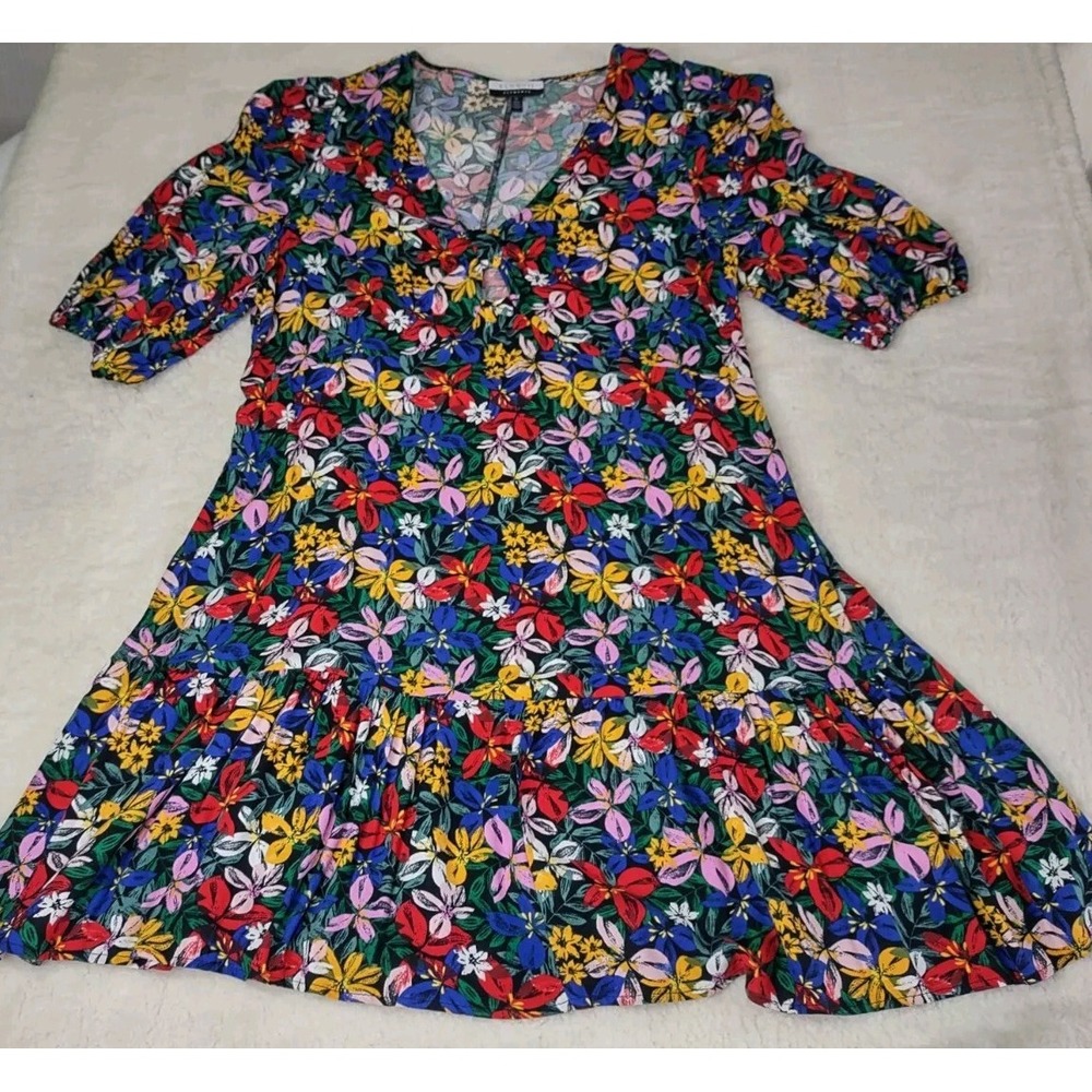ELOQUII Women's Plus Size Knot Front Floral Print Flounce Sundress Size 18 Boho